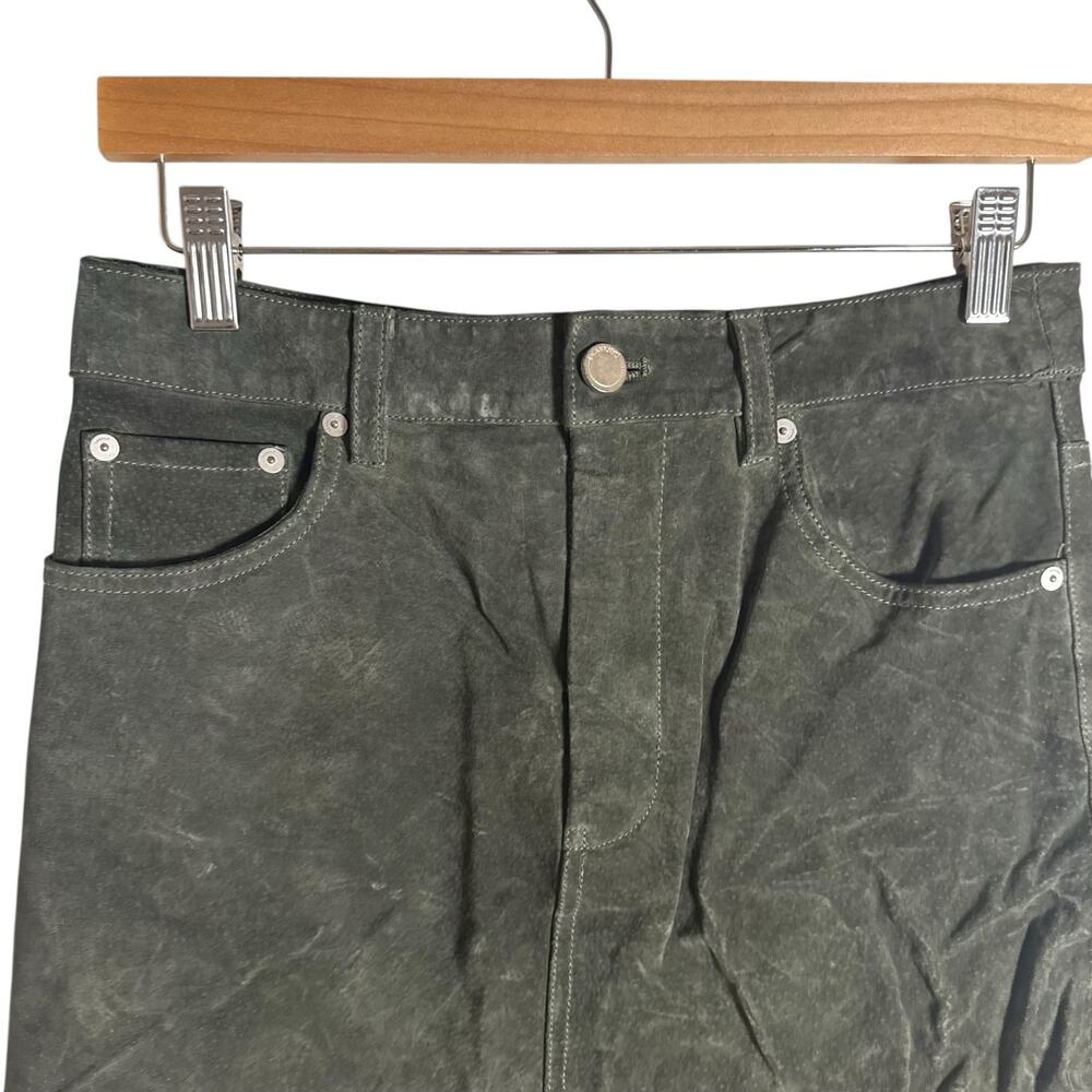 BlankNYC Hunter Green Retro Suede Leather Front Slit Pencil Midi Skirt Size 27 - Picture 10 of 16